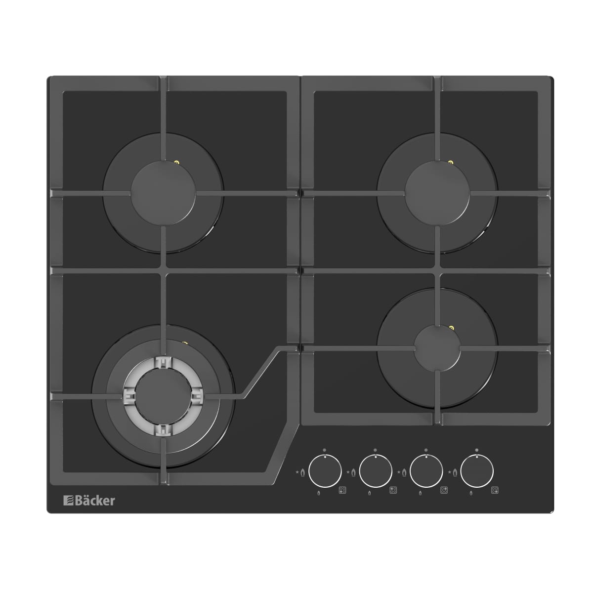Plită gaze Backer Riki 6004 Turbo BL GL Black
